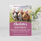 Party - 3 Guinea Schweine Geburtstagspartei Einladung (Stehend Vorderseite)