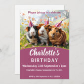 Party - 3 Guinea Schweine Geburtstagspartei Einladung (Vorne/Hinten)