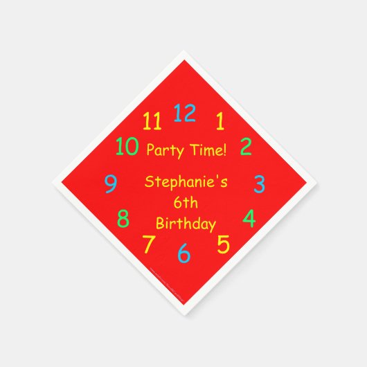 Party 6. Geburtstag, lustiges Rotes Papier Serviette (Ecke)