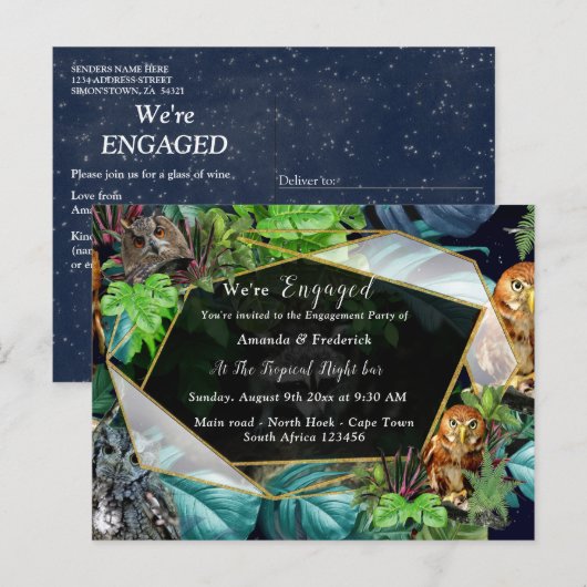 Party-Abendfest zum Thema Einladungspostkarte (Vorne/Hinten)