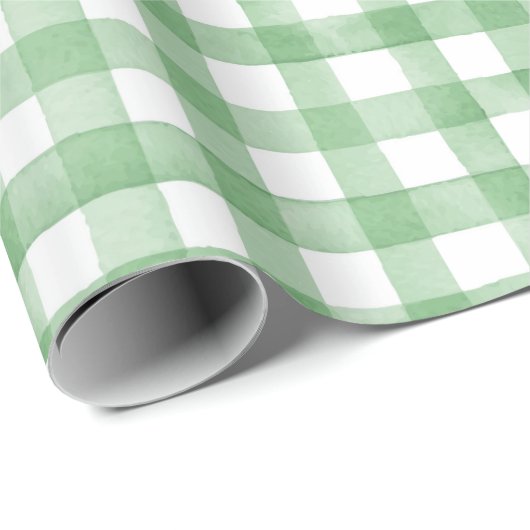 Party-Abpackpapier | Green Gingham Geschenkpapier (Rolleneckpunkt)