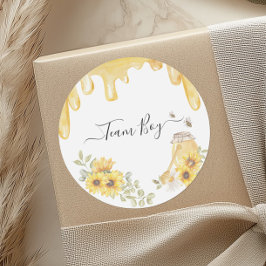 Party-Abstimmung im Team Boy Bee Sunflowers Gender Runder Aufkleber