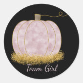 Party-Abstimmung über das Team Girl Pumpkin Gender Runder Aufkleber (Vorderseite)