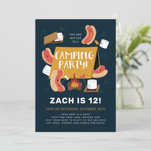 Party Albern Camping Einladung (Stehend Vorderseite)