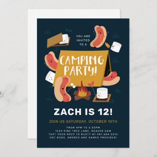 Party Albern Camping Einladung (Vorne/Hinten)