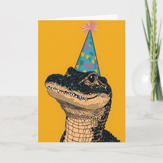 Party Alligator | Geburtstagsfeier Spaß Karte (Vorderseite)