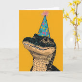 Party Alligator | Geburtstagsfeier Spaß Karte (Gelbe Blume)