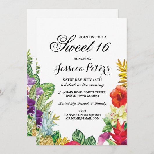 Party Aloha tropisches Luau Tiki des Bonbon-16 Einladung (Vorne/Hinten)