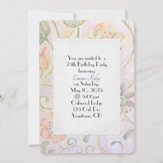 Party-altmodisches Blumenmuster Einladung (Vorderseite)