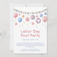 Party am Arbeitstag Rot Weiß und Blau Einladung