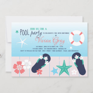 Party am Pool Einladung bereit