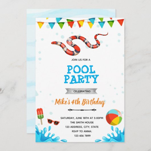 Party am Rande des Sandpools Einladung (Vorne/Hinten)