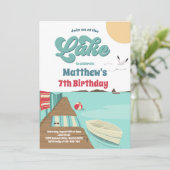 Party am See Sommerwasserboot Geburtstag Einladung (Stehend Vorderseite)