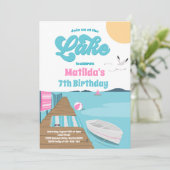 Party am See Sommerwasserboot Geburtstag Einladung (Stehend Vorderseite)