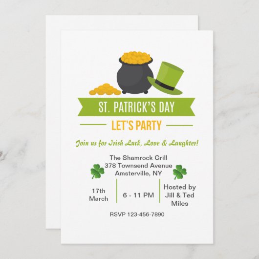 Party am St. Patrick's Day Einladung (Vorne/Hinten)