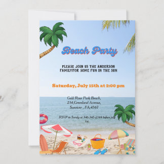 Party am Strand , Party am Strand Einladung