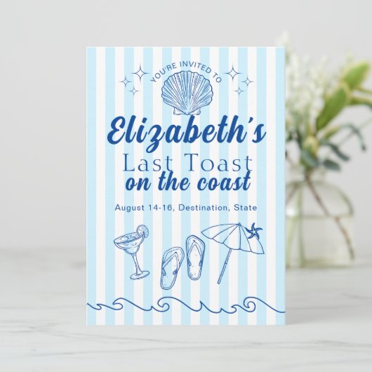 Party am Strand von Bachelorette Einladung (Stehend Vorderseite)