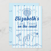 Party am Strand von Bachelorette Einladung (Vorne/Hinten)