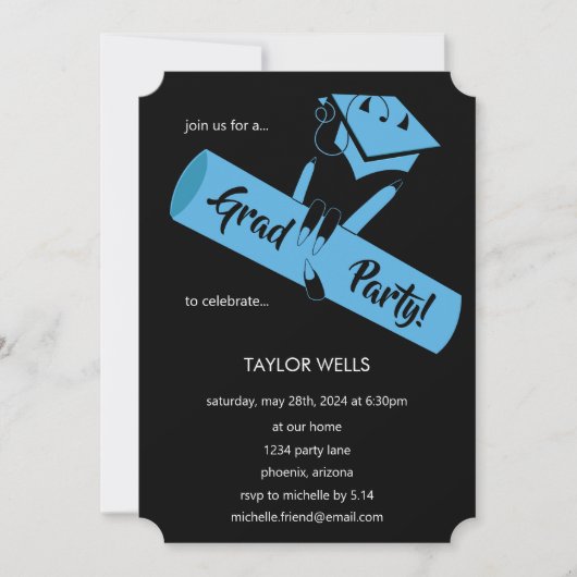 Party an! Blau2 Einladung (Vorderseite)