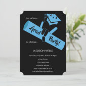 Party an! Blau Einladung (Stehend Vorderseite)