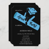 Party an! Blau Einladung (Vorne/Hinten)