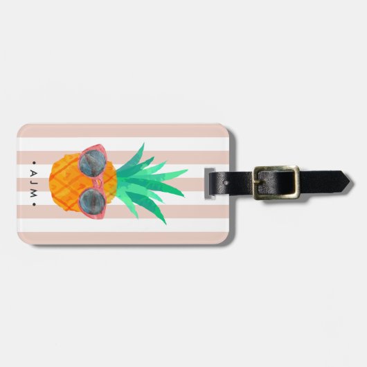 Party Ananas Monogramm Gepäckanhänger (Vorderseite horizontal)