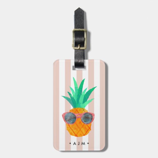 Party Ananas Monogramm Gepäckanhänger (Vorderseite vertikal)