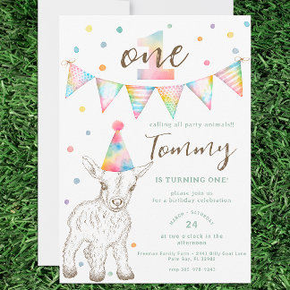 Party Animal 1. Geburtstag Einladung | Goat & Frie