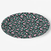 Party Animal Aquamarin und rosa Cheetah Paper Tell Pappteller (Schrägansicht)