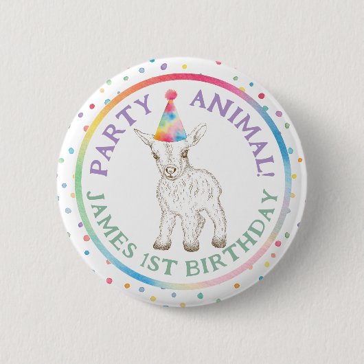 Party Animal Baby Goat Birthday Button Button (Vorderseite)