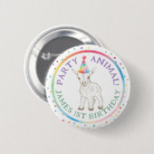 Party Animal Baby Goat Birthday Button Button (Vorne & Hinten)