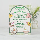 Party Animal Barnyard Bash Birthday Einladung (Stehend Vorderseite)