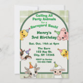Party Animal Barnyard Bash Geburtstag Einladung (Vorderseite)