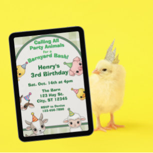Party Animal Barnyard Bash Geburtstag Einladung