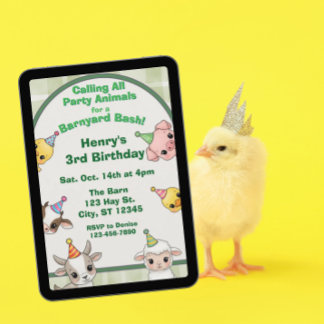 Party Animal Barnyard Bash Geburtstag Einladung