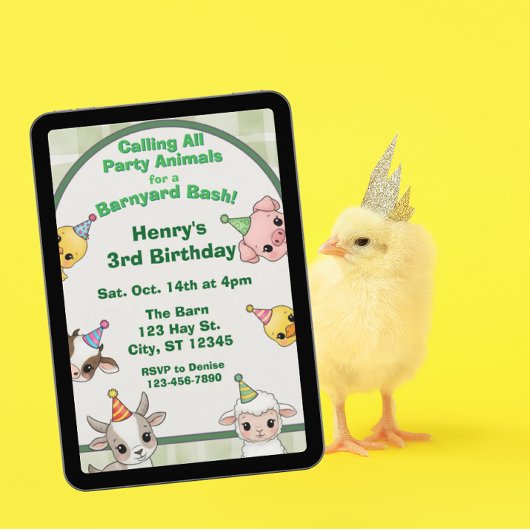Party Animal Barnyard Bash Geburtstag Einladung