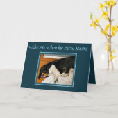 "Party Animal" Basset Hound on Funny Birthday Card Karte (Gelbe Blume)
