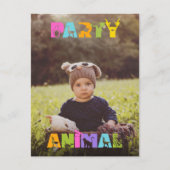 Party Animal Birthday Custom Foto Danke Notiz Postkarte (Vorderseite)