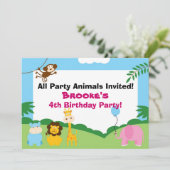 Party Animal, Birthday Invite Einladung (Stehend Vorderseite)