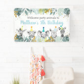 Party Animal Blue Gold Safari Geburtstag Banner (Insitu)