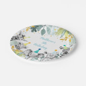 Party Animal Blue Gold Safari Geburtstag Pappteller (Schrägansicht)