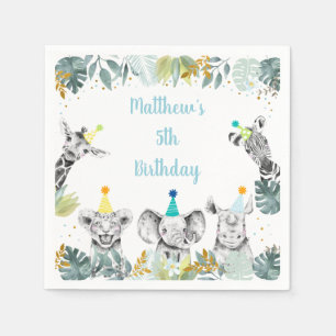 Party Animal Blue Gold Safari Geburtstag Serviette