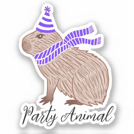 Party Animal Capybara Sticker (Vorderseite)