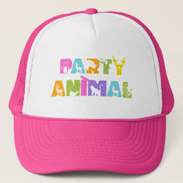 Party Animal Colorful Pink Trucker Hat Truckerkappe
