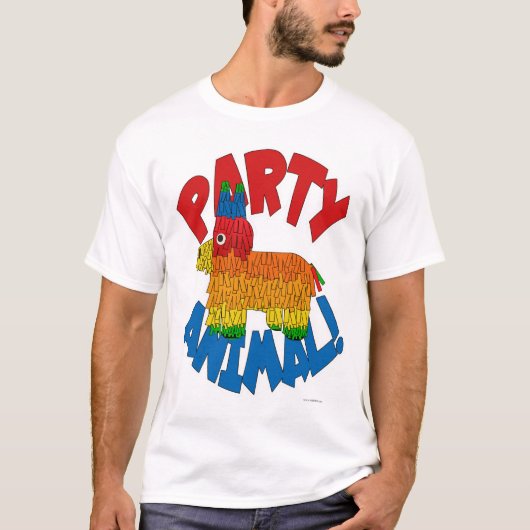 Party Animal Fun Pinata Cartoon Slogan T-Shirt (Vorderseite)