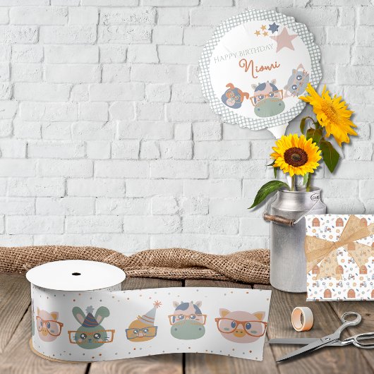 Party Animal Gift Wrap Ribbon Satinband