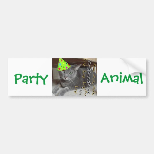 Party Animal Grey Cat Autoaufkleber (Vorne)