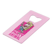 Party Animal Hair Metal Glam Rock Unicorn Cartoon Geldbeutel Flaschenöffner (Vorderseite Schrägansicht)