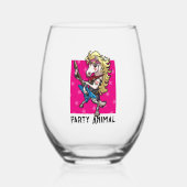 Party Animal Hair Metal Glam Rock Unicorn Cartoon Weinglas Ohne Stiel (Vorderseite)