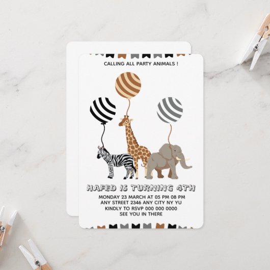 Party Animal Invite, Digital Birthday Invite, Birt Einladung (Vorderseite/Rückseite Beispiel)